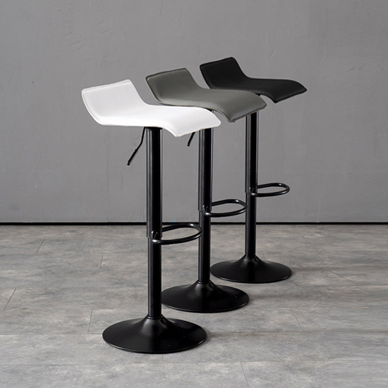 Modern Adjustable Swivel Bar Stool Footrest Low Back Faux Leather Bar Stool