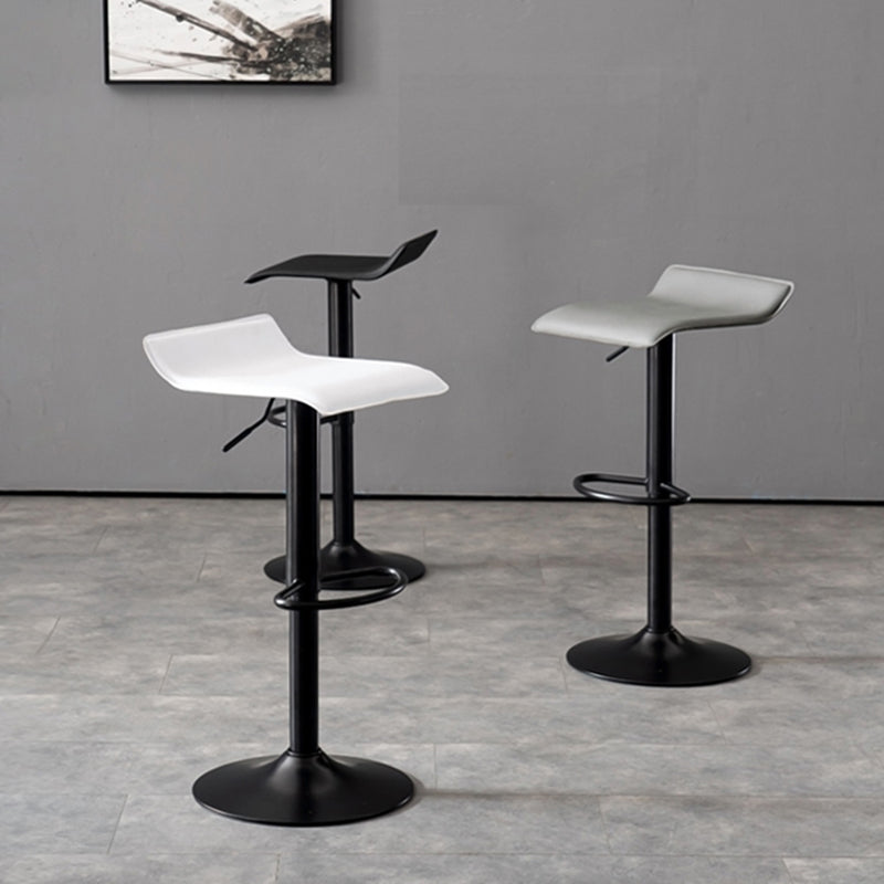 Modern Adjustable Swivel Bar Stool Footrest Low Back Faux Leather Bar Stool