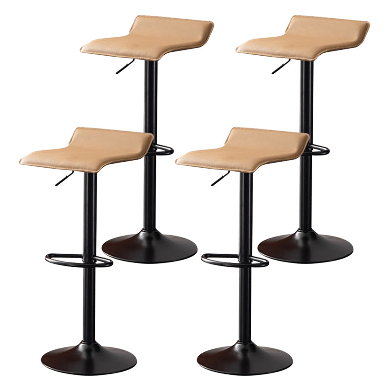 Modern Adjustable Swivel Bar Stool Footrest Low Back Faux Leather Bar Stool