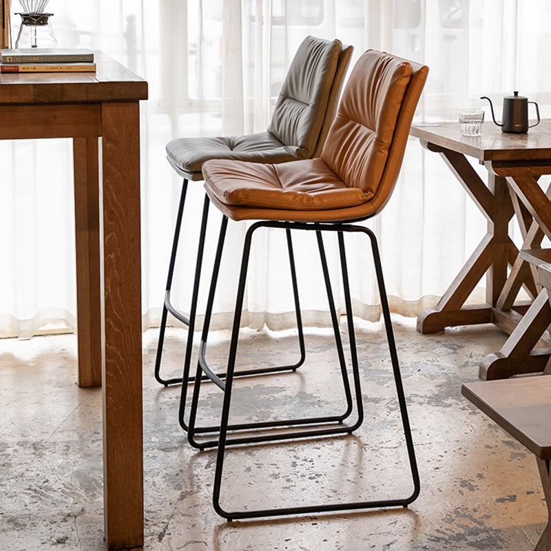 Modern PU Upholstery Bar Stool Low Back Arm-less Counter-height Indoor Stool