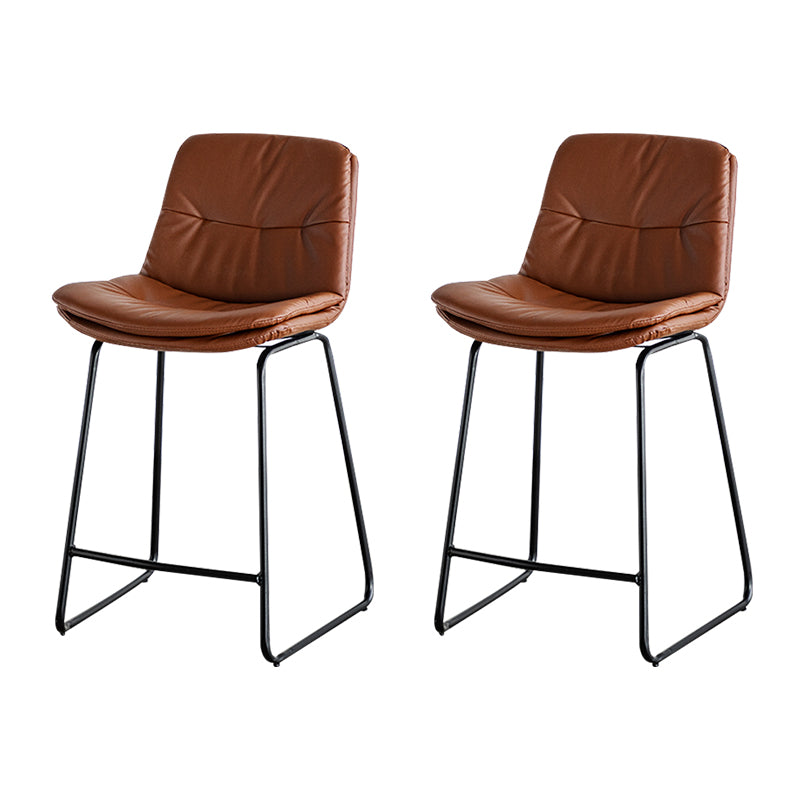 Modern PU Upholstery Bar Stool Low Back Arm-less Counter-height Indoor Stool