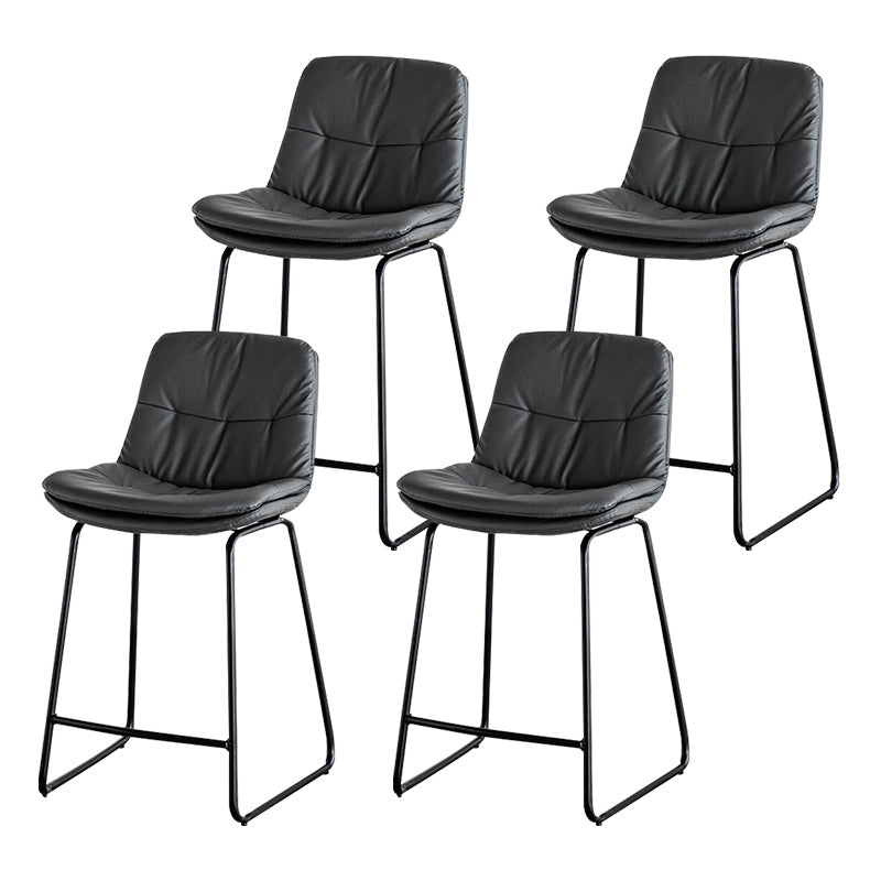 Modern PU Upholstery Bar Stool Low Back Arm-less Counter-height Indoor Stool