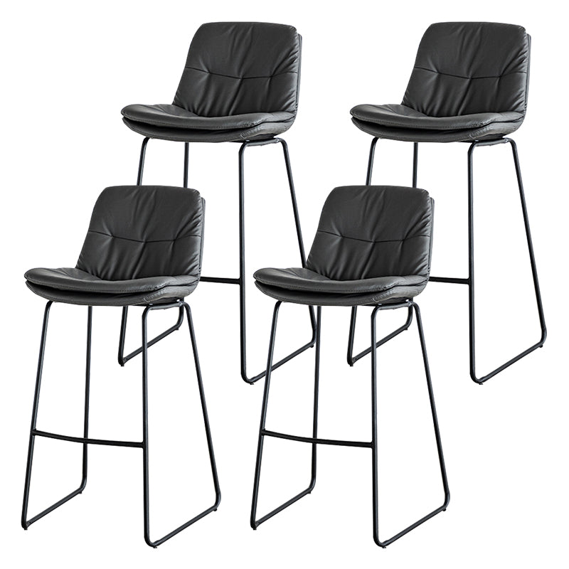 Modern PU Upholstery Bar Stool Low Back Arm-less Counter-height Indoor Stool