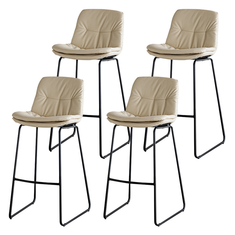Modern PU Upholstery Bar Stool Low Back Arm-less Counter-height Indoor Stool