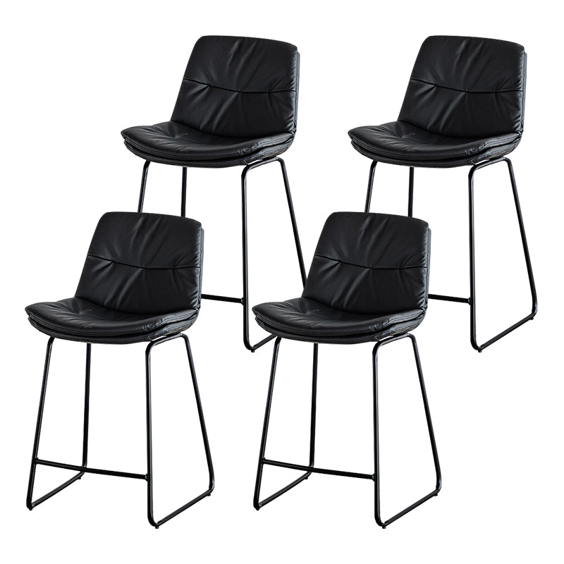 Modern PU Upholstery Bar Stool Low Back Arm-less Counter-height Indoor Stool