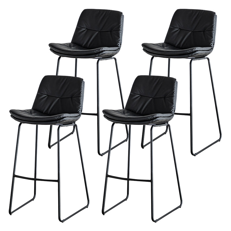 Modern PU Upholstery Bar Stool Low Back Arm-less Counter-height Indoor Stool