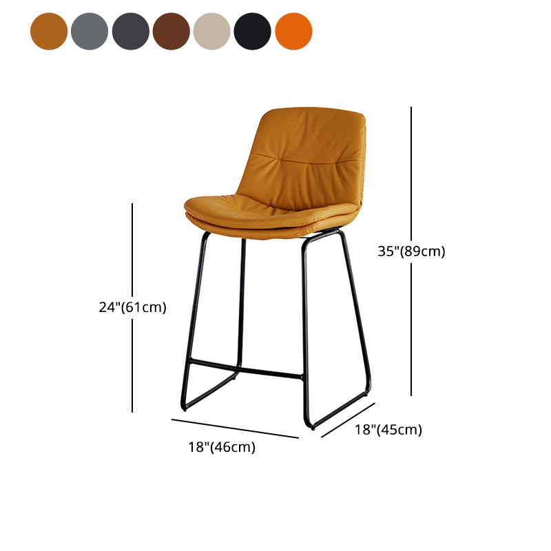 Modern PU Upholstery Bar Stool Low Back Arm-less Counter-height Indoor Stool