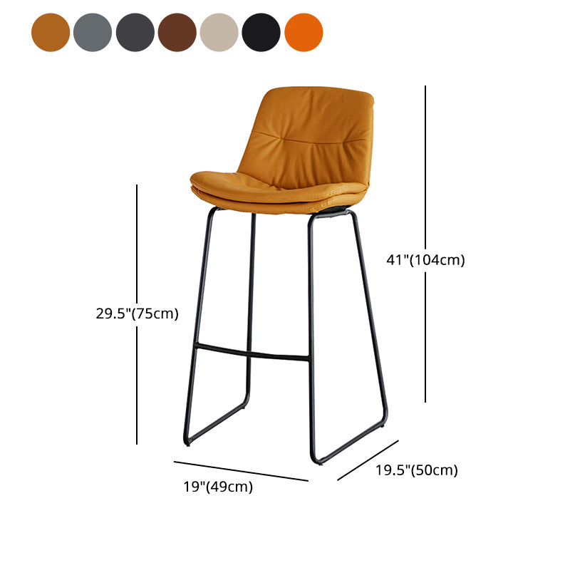 Modern PU Upholstery Bar Stool Low Back Arm-less Counter-height Indoor Stool