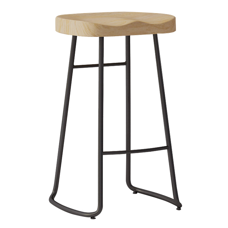 Sgabelli da bar moderni in legno senza schienale sgabello sedile contornato con gambe di ferro