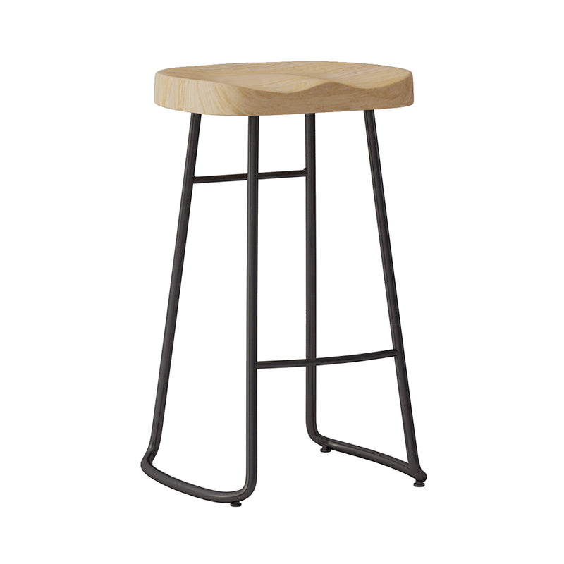 Sgabelli da bar moderni in legno senza schienale sgabello sedile contornato con gambe di ferro