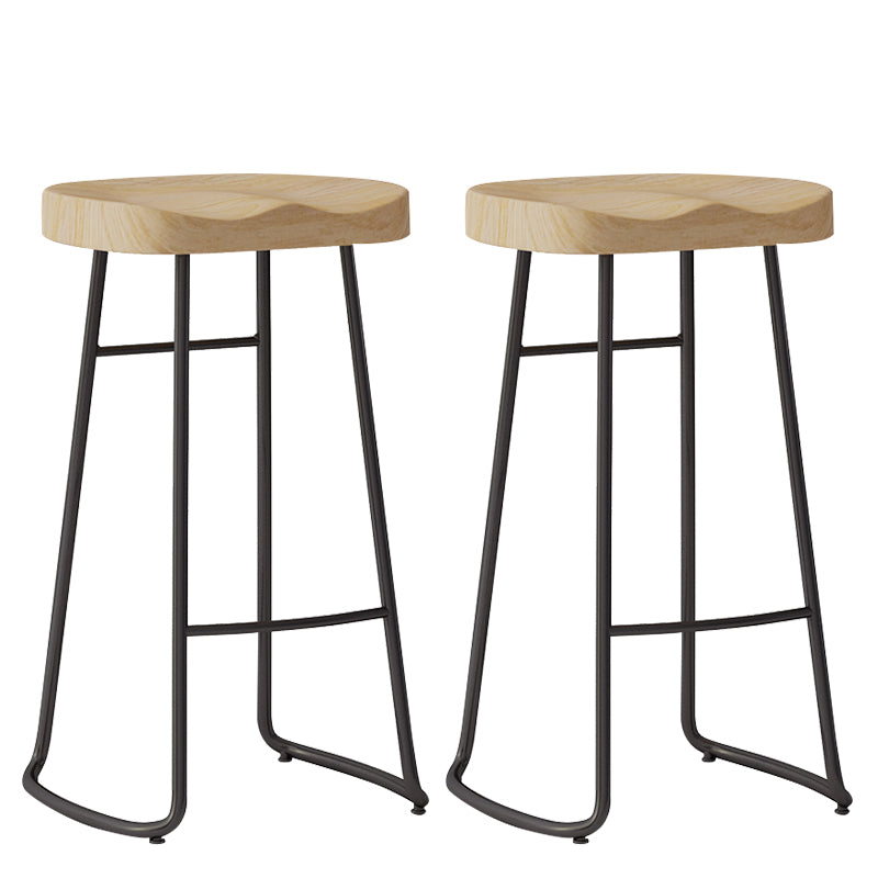 Sgabelli da bar moderni in legno senza schienale sgabello sedile contornato con gambe di ferro