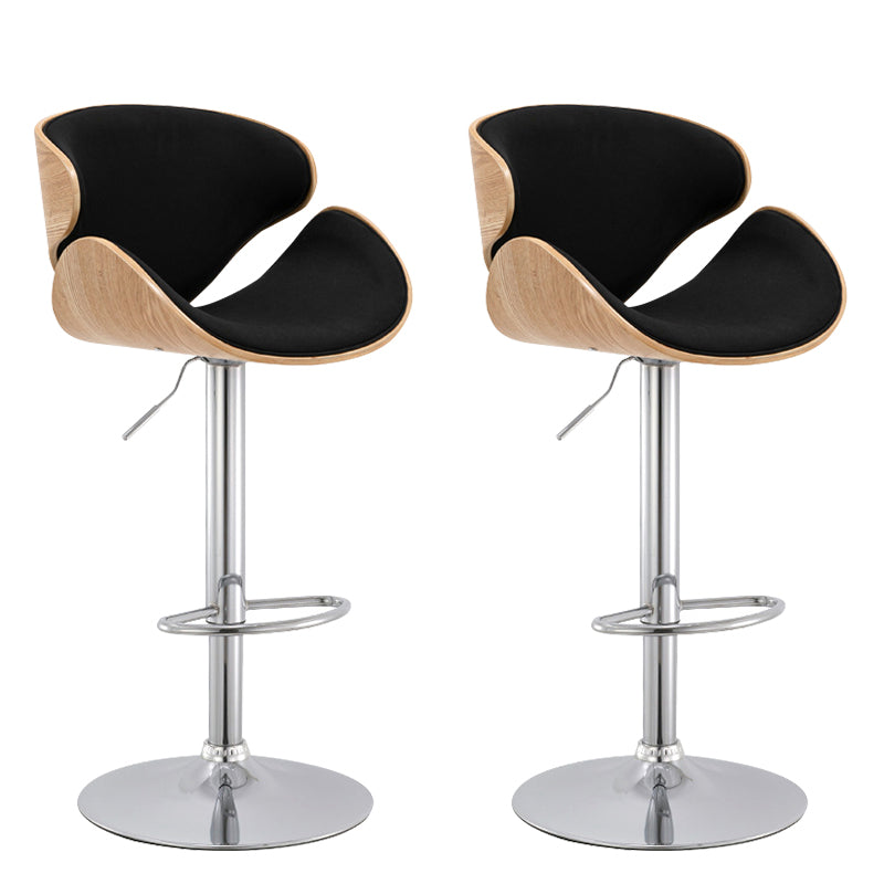 Wood Adjustable Bar & Counter Stool Armed Footrest Indoor Contemporary Bar Stool