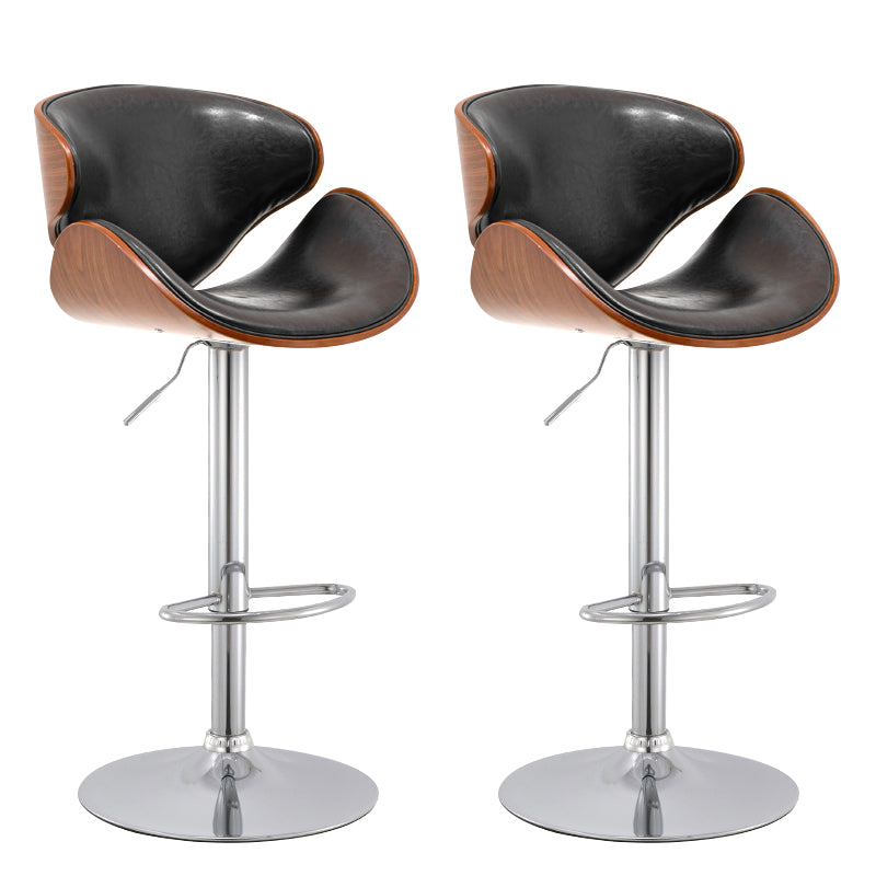 Wood Adjustable Bar & Counter Stool Armed Footrest Indoor Contemporary Bar Stool