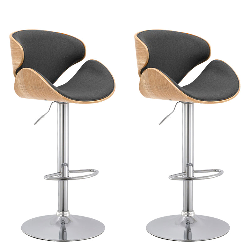 Wood Adjustable Bar & Counter Stool Armed Footrest Indoor Contemporary Bar Stool