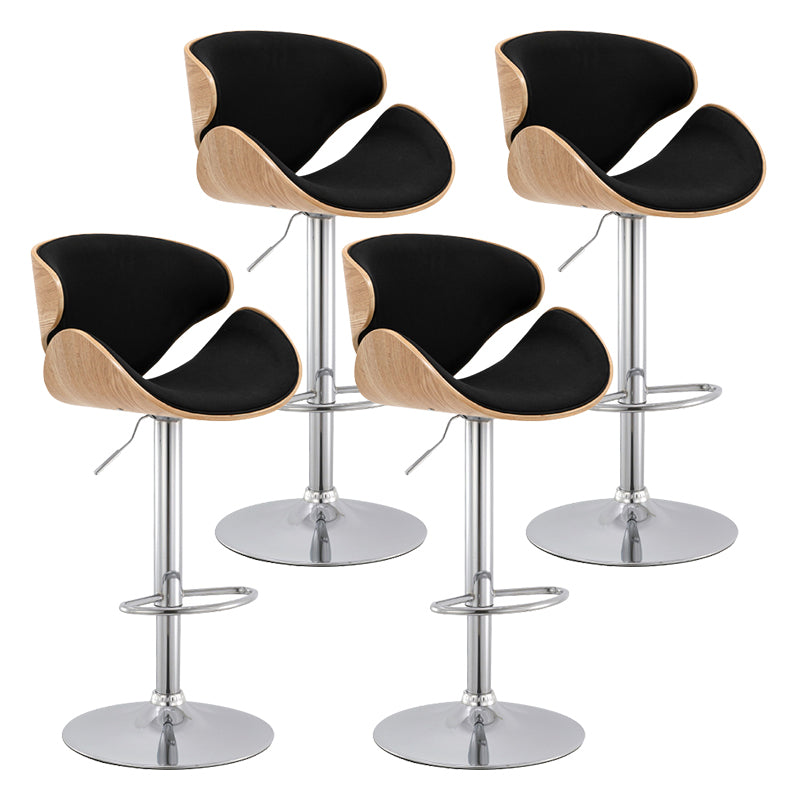 Wood Adjustable Bar & Counter Stool Armed Footrest Indoor Contemporary Bar Stool