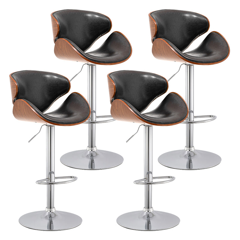 Wood Adjustable Bar & Counter Stool Armed Footrest Indoor Contemporary Bar Stool
