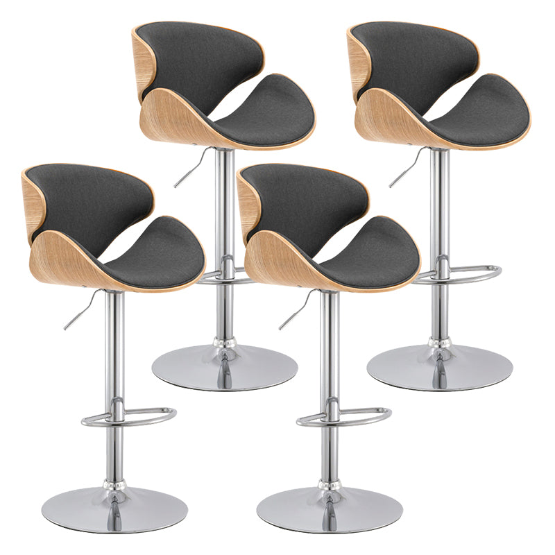 Wood Adjustable Bar & Counter Stool Armed Footrest Indoor Contemporary Bar Stool