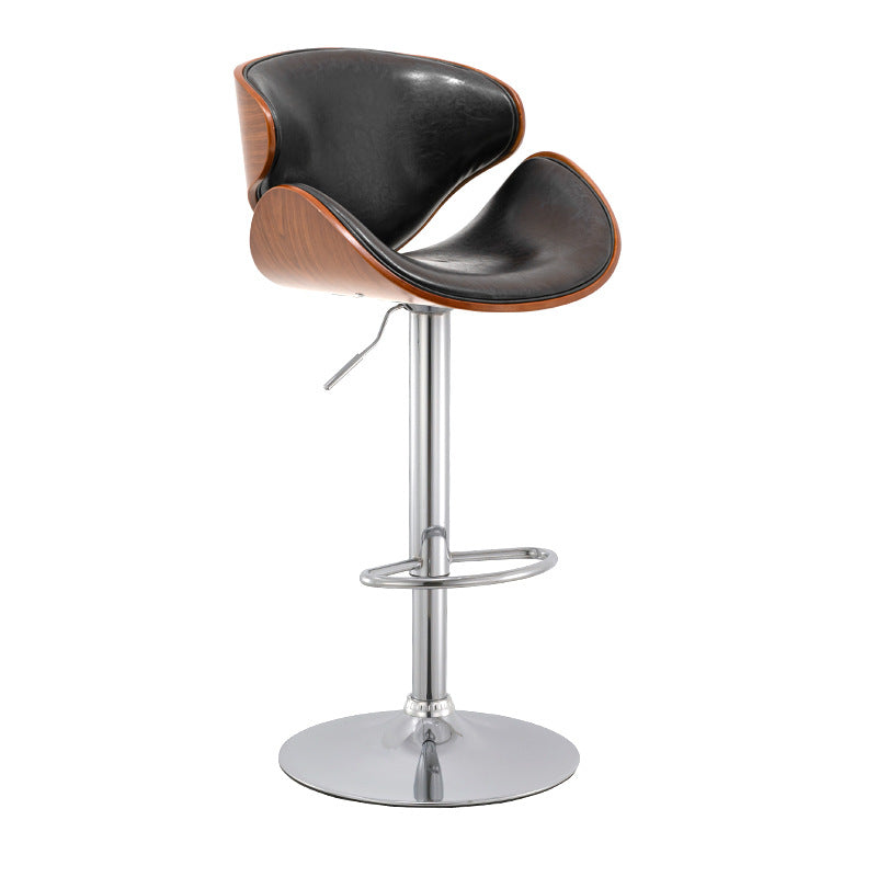 Wood Adjustable Bar & Counter Stool Armed Footrest Indoor Contemporary Bar Stool