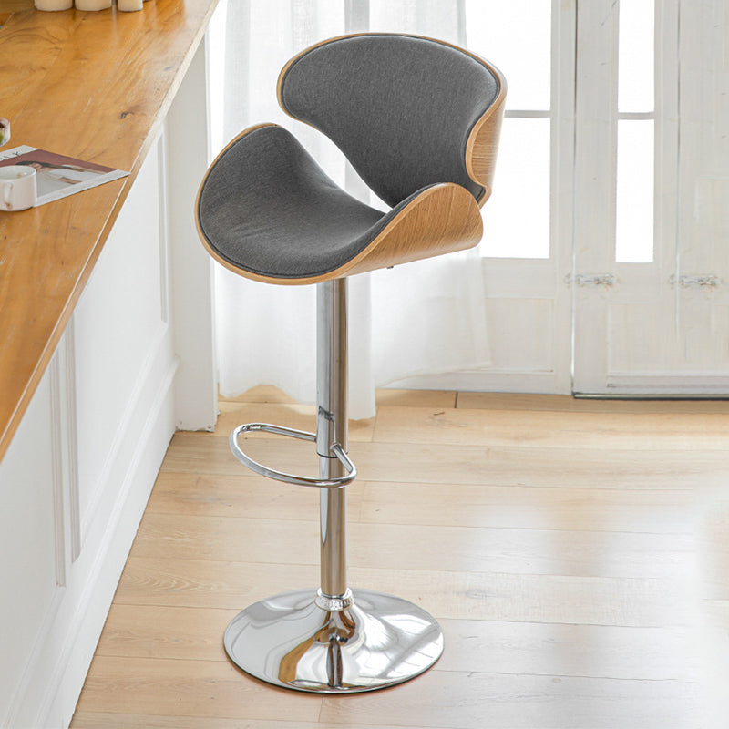Wood Adjustable Bar & Counter Stool Armed Footrest Indoor Contemporary Bar Stool