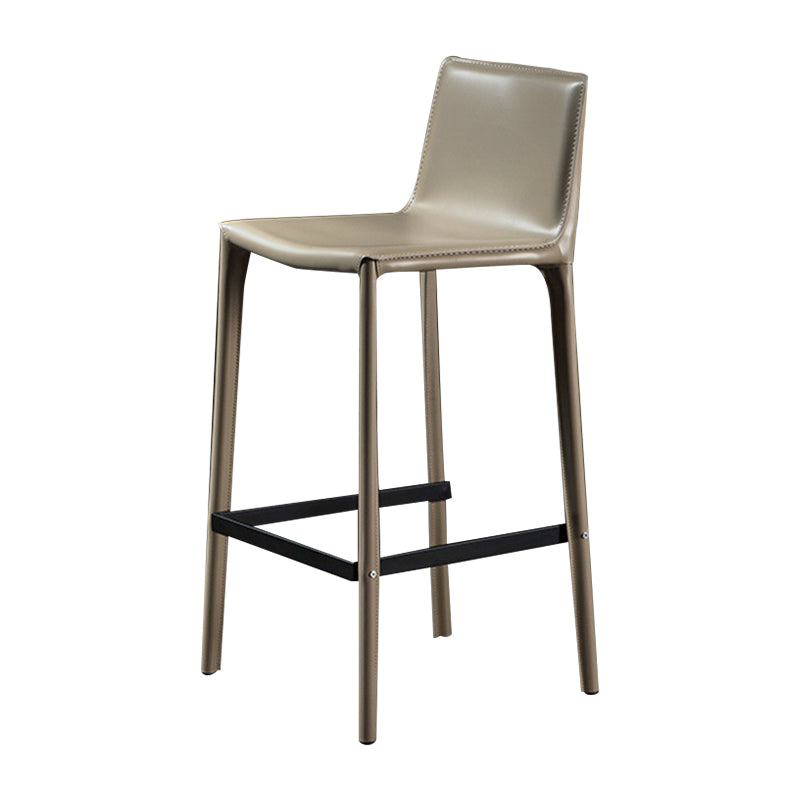 Coffee Shop Low Back Bar Stool Contemporary Leather Square Counter Chair