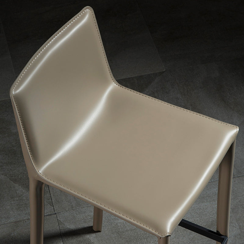 Coffee Shop Low Back Bar Stool Contemporary Leather Square Counter Chair