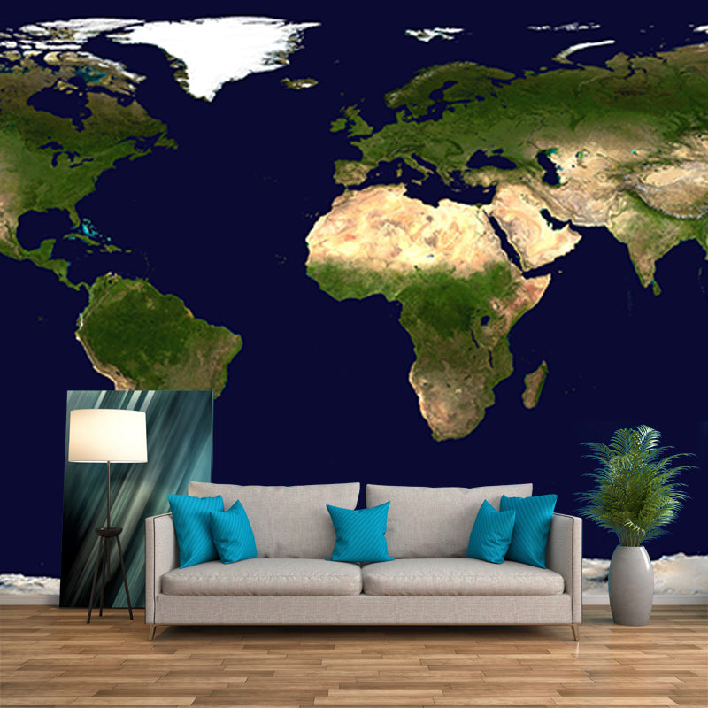 Contemporary Map Murals Mildew Resistant Wall Murals for Bedroom
