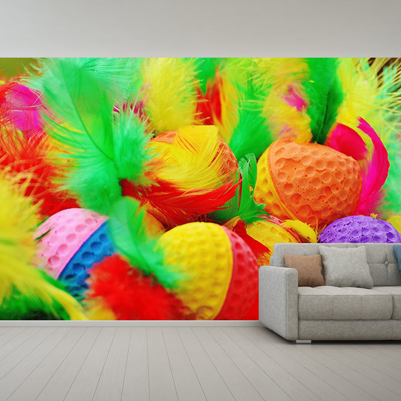 Bright Color Feather Wall Mural Wallpaper Modern Mildew Resistant Wall Decor