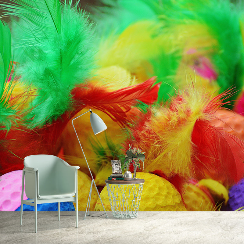 Modern Style Mural Wallpaper Bird Feather Mildew Resistant Wall Decor