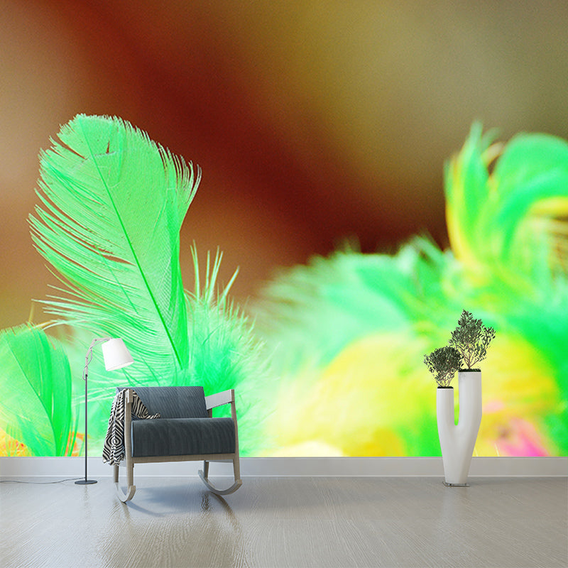 Bedroom Feather Wall Mural Wallpaper Modern Mildew Resistant Wall Decor