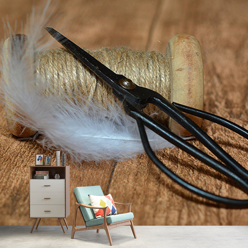 Beautiful Bird Feather Wall Mural Modern Mildew Resistant Wall Decor