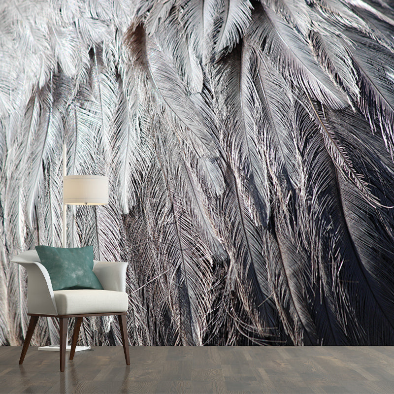 Beautiful Bird Feather Wall Mural Modern Mildew Resistant Wall Decor