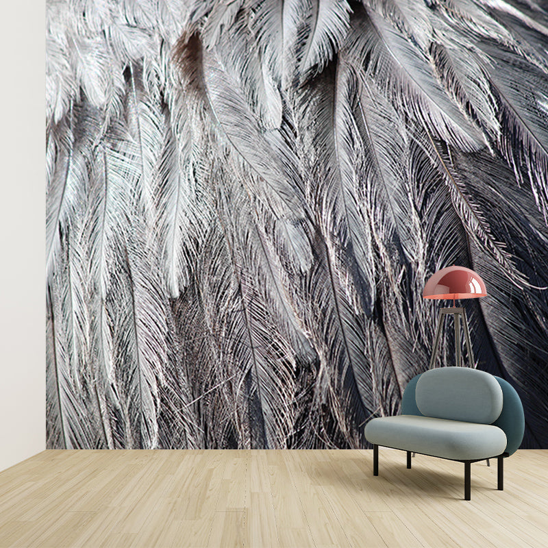 Beautiful Bird Feather Wall Mural Modern Mildew Resistant Wall Decor