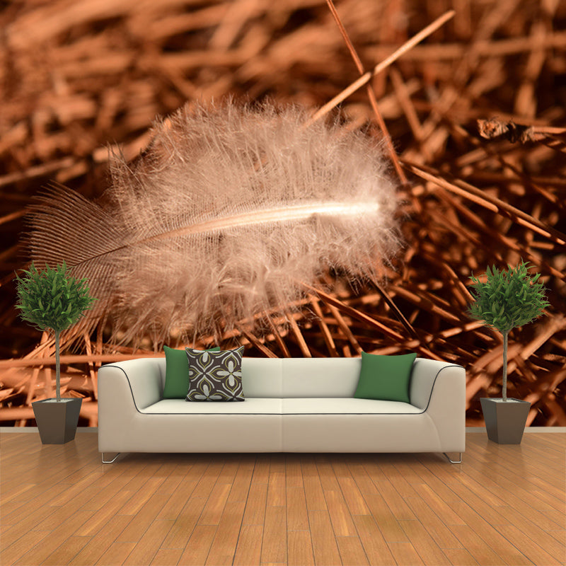 Modern Bird Feather Mural Wallpaper Mildew Resistant Wall Decor