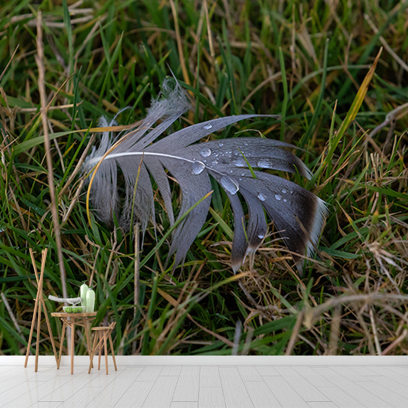 Modern Bird Feather Mural Wallpaper Mildew Resistant Wall Decor