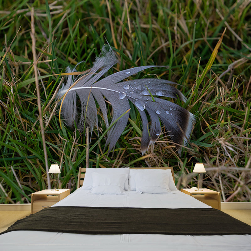 Modern Bird Feather Mural Wallpaper Mildew Resistant Wall Decor