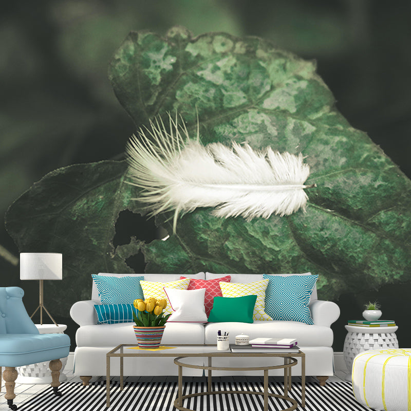 Living Room Wall Mural Wallpaper Modern Bird Feather Mildew Resistant Wall Decor