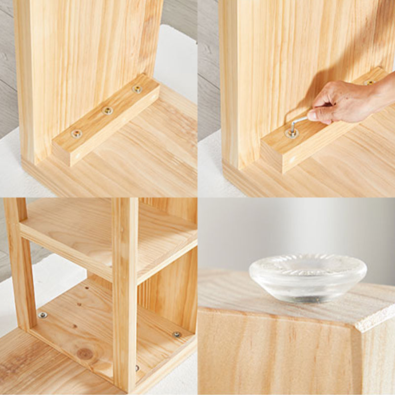 Contemporary Bar Dining Table Rectangle Wood Bar Table with Shelves in Brown