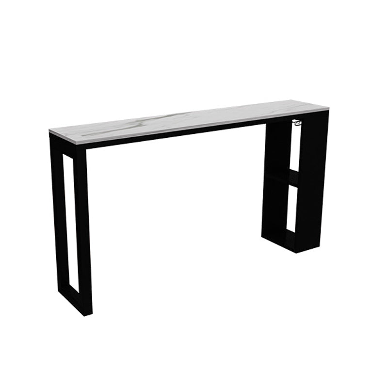 Contemporary Bar Dining Table Rectangle Bar Table with Shelves in Black