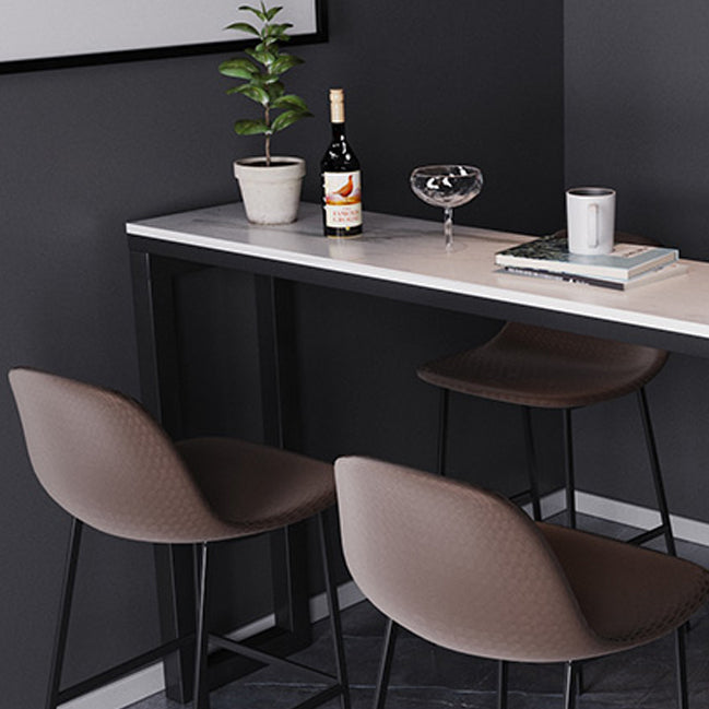 Contemporary Bar Dining Table Rectangle Bar Table with Shelves in Black