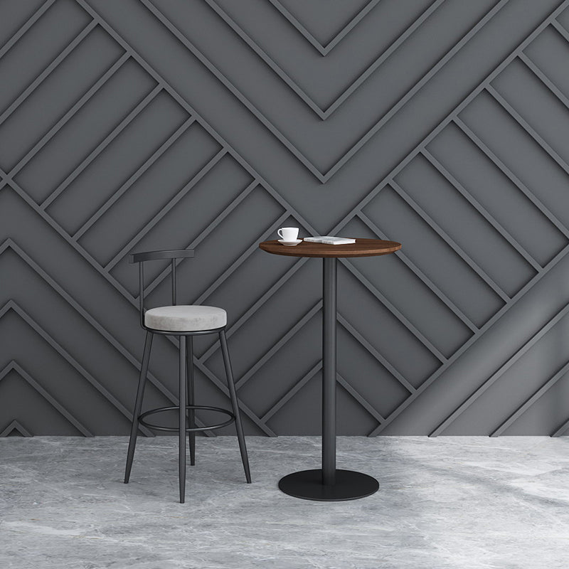 Contemporary Round Bar Dining Table Indoor Wood Bar Table with Iron Base