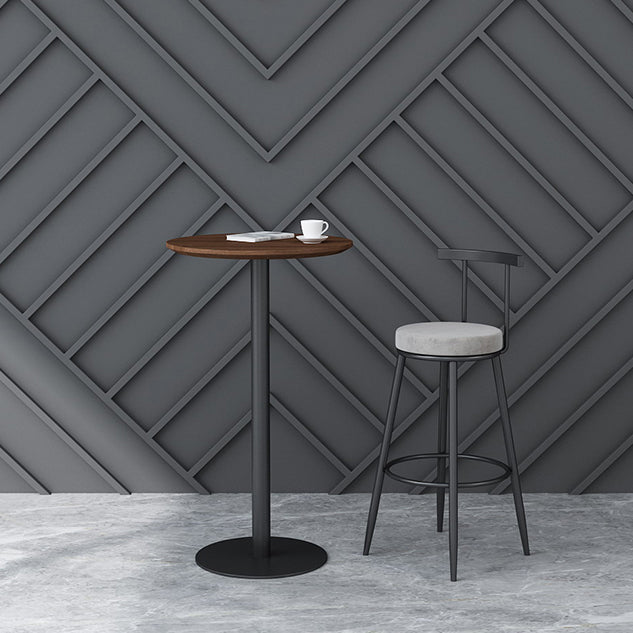 Contemporary Round Bar Dining Table Indoor Wood Bar Table with Iron Base