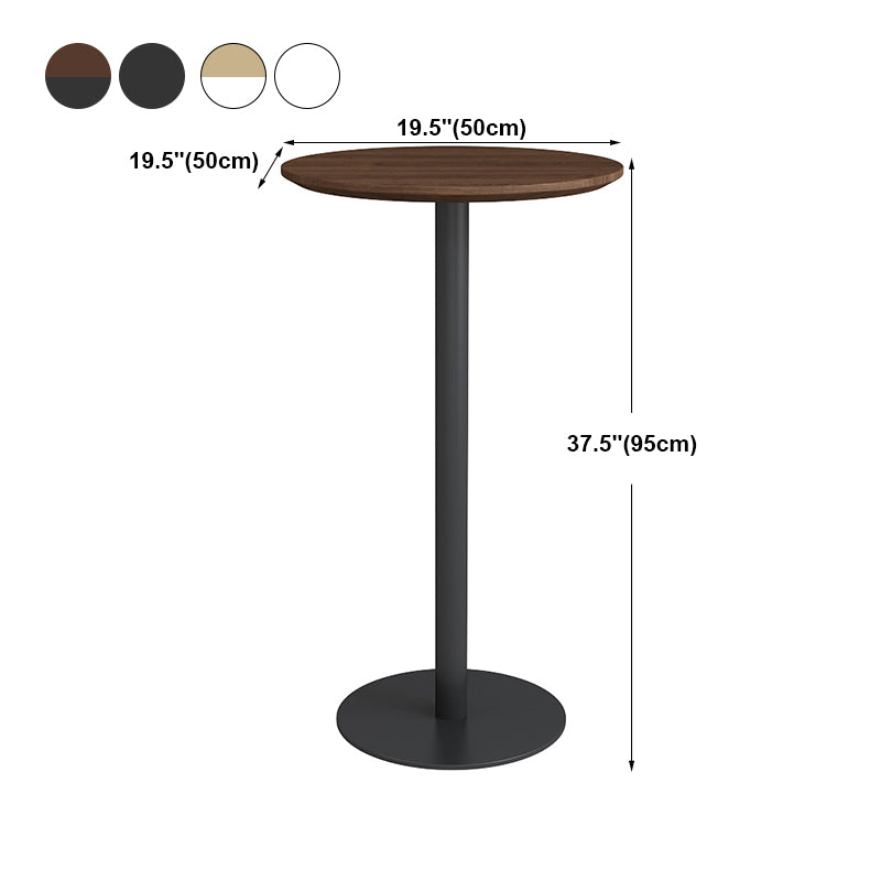 Contemporary Round Bar Dining Table Indoor Wood Bar Table with Iron Base