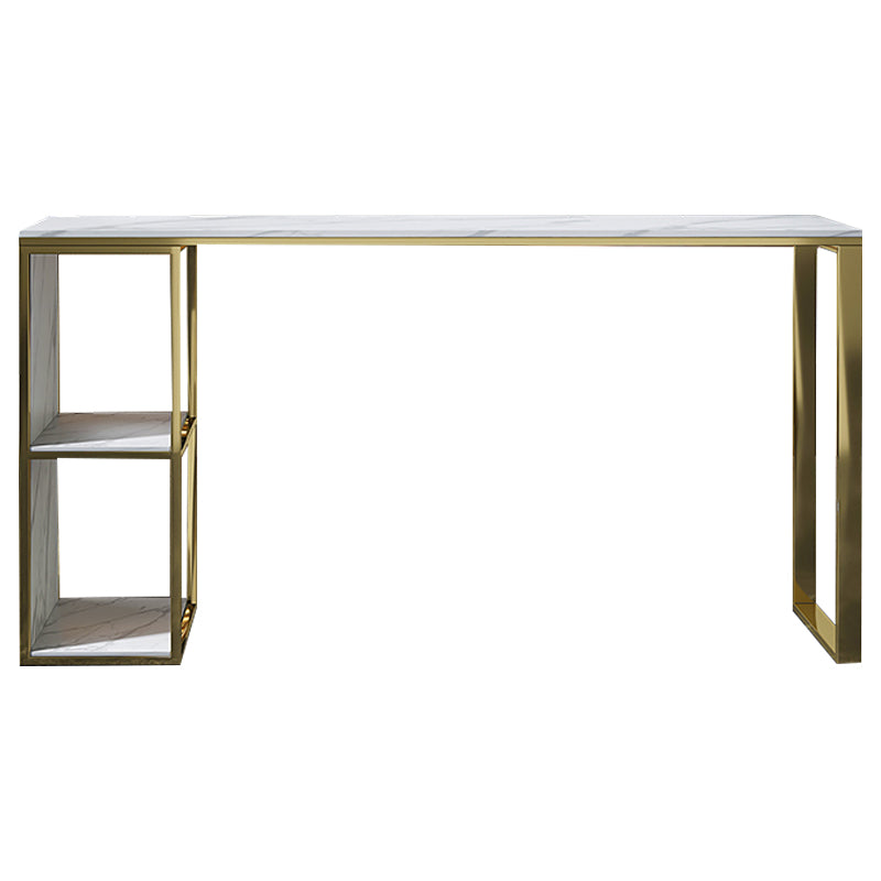 Marble Modern Sled Cocktail Bar Table with Storage Rectangle Counter Table