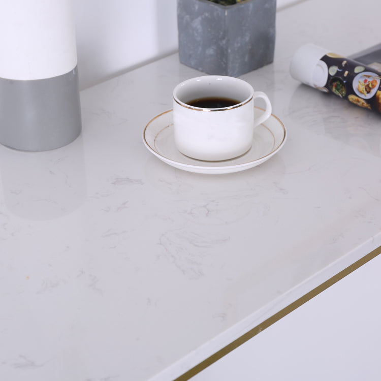 Marble Modern Sled Cocktail Bar Table with Storage Rectangle Counter Table