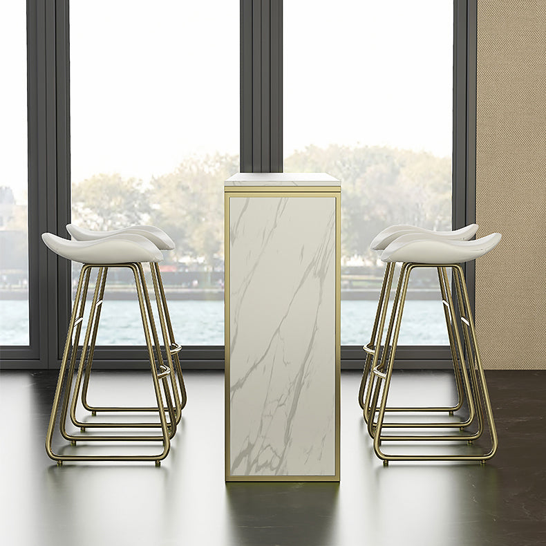 Marble Modern Sled Cocktail Bar Table with Storage Rectangle Counter Table