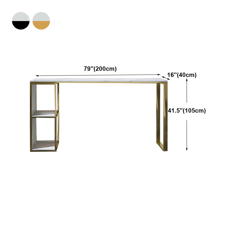 Marble Modern Sled Cocktail Bar Table with Storage Rectangle Counter Table
