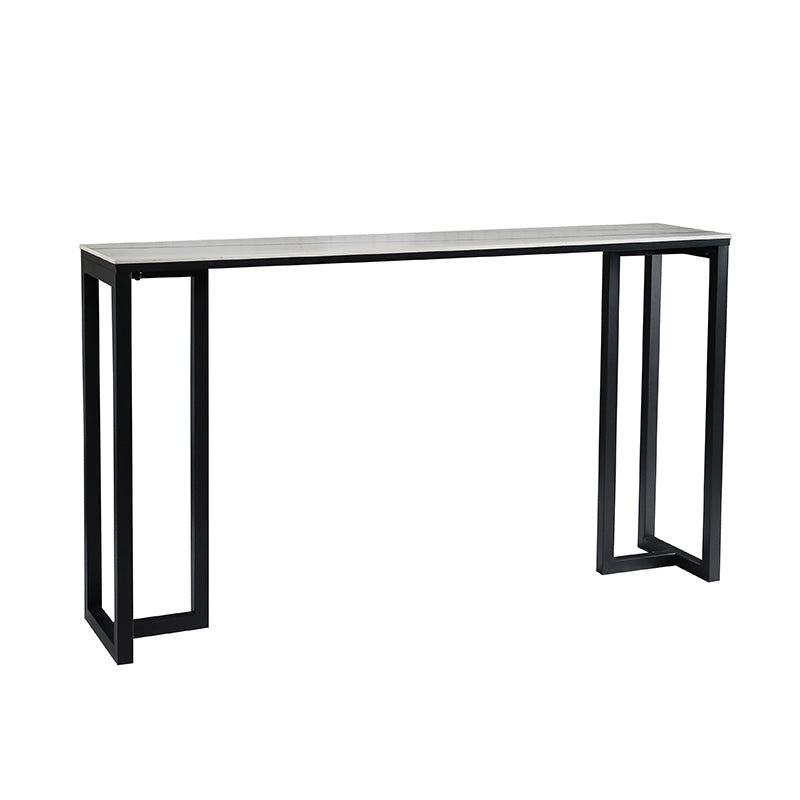 Table à manger du bar à barre rectangulaire contemporain avec base de barreau noir