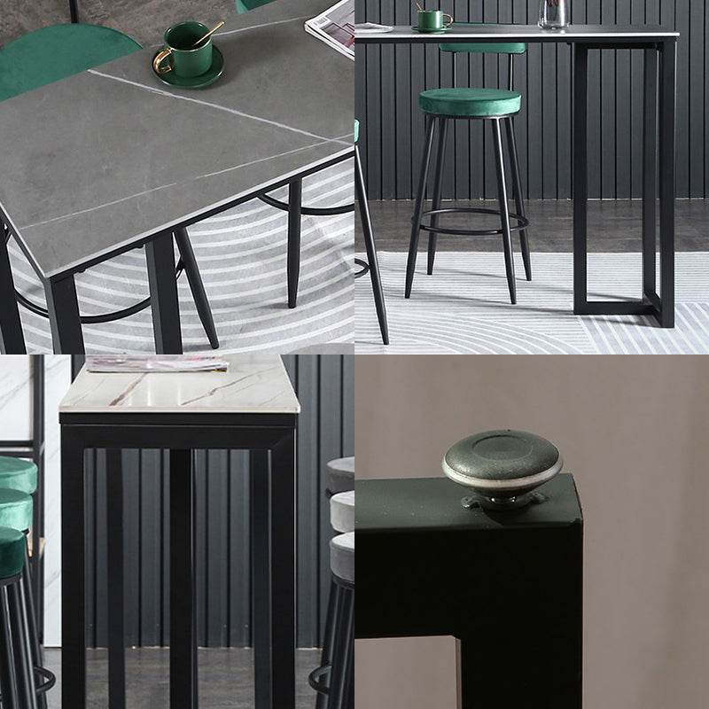 Table à manger du bar à barre rectangulaire contemporain avec base de barreau noir