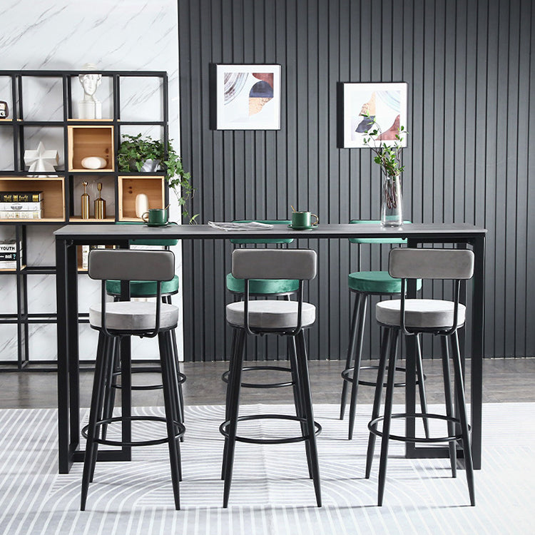 Table à manger du bar à barre rectangulaire contemporain avec base de barreau noir