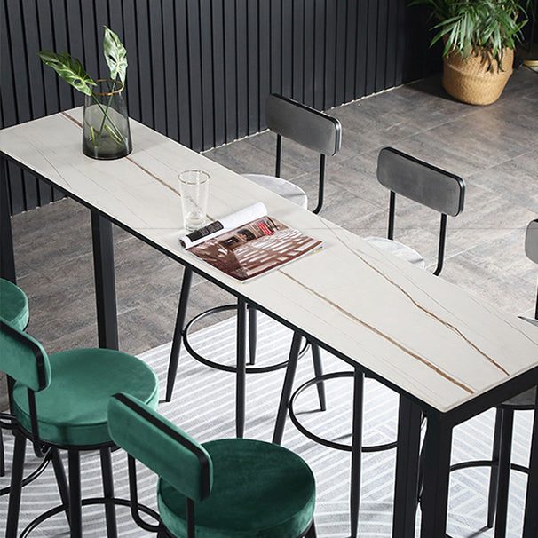 Table à manger du bar à barre rectangulaire contemporain avec base de barreau noir